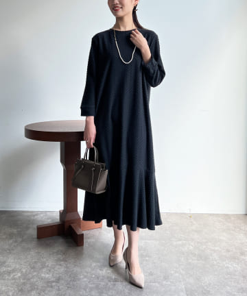 Chez toi(シェトワ) ドットジャージJQペプラムワンピース