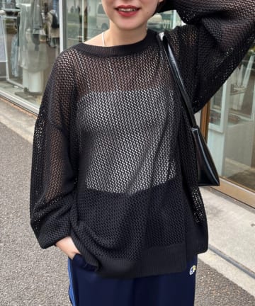 【セットアイテム】ロンT付メッシュニットトップス