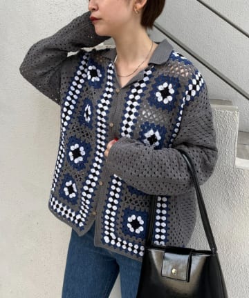 クロシェ編みカーディガン