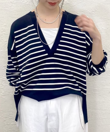 ポリエステルボーダーニット