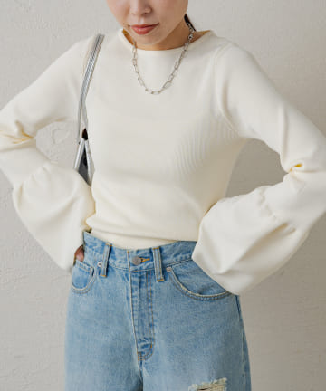 ベルスリーブボートニット