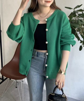 prose verse(プロズヴェール) パールボタン2WAYメッシュカーディガン