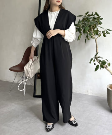 prose verse(プロズヴェール) 深Vネックオールインワン