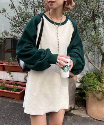 配色ラグランオーバースウェット