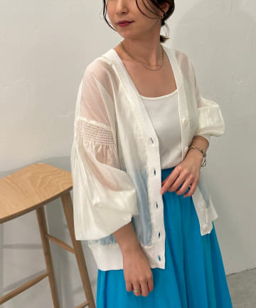 Jena　espace merveilleux(ジェナ　エスパスメルヴェイユ) 【上品な透け感アイテム】シャーリングシアーカーディガン