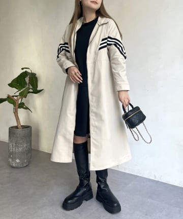 prose verse(プロズヴェール) 配色テープスタンドネックロングコート