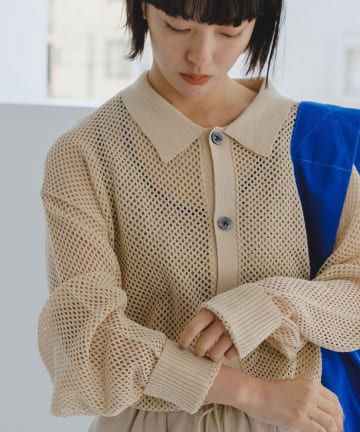 *【WHIMSIC】MESH KNIT SHIRT
