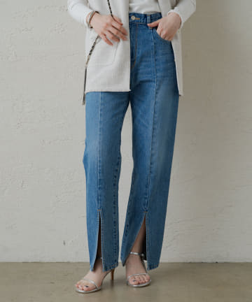 スリットデニムパンツ