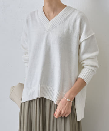 BEARDSLEY(ビアズリー) コットンVネックプルオーバーニット