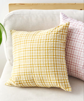 salut!(サリュ) チェッククッションカバー（イエロー）