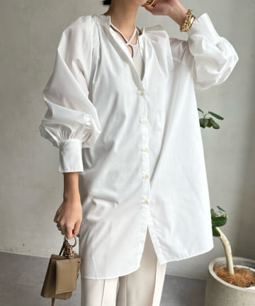 DOUDOU(ドゥドゥ) 袖ボリュームチュニックブラウス