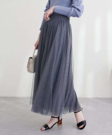 natural couture(ナチュラルクチュール) チュールボリュームギャザースカート