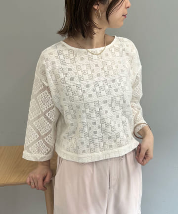 Jena　espace merveilleux(ジェナ　エスパスメルヴェイユ) 【着回しが効く】2WAYレースブラウス