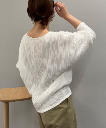 Jena　espace merveilleux(ジェナ　エスパスメルヴェイユ) ウェーブリップルドルマンカットソー