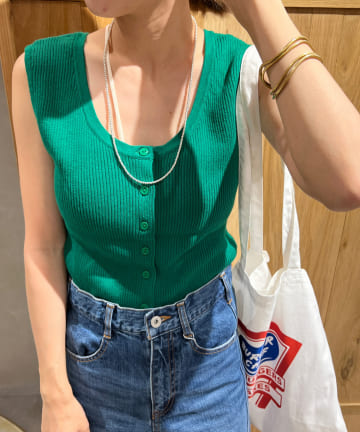 OUTLET(アウトレット) 【SHENERY】2WAYリブノースリーブニット