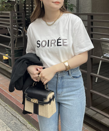 prose verse(プロズヴェール) パール付きフロッキーロゴTシャツ