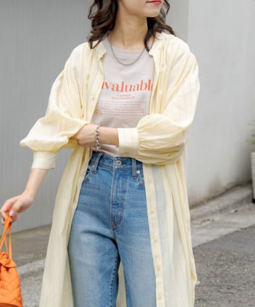 OUTLET(アウトレット) 【CIAOPANIC TYPY】ボリュームスリーブストライプシャツワンピース