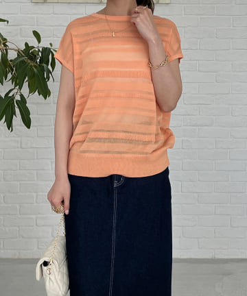 透かしボーダーニット