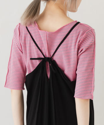 OUTLET(アウトレット) 【Kastane】テレコボーダー5分袖Tee