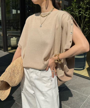 DOUDOU(ドゥドゥ) 【WEB限定】バイカラーボタンニット