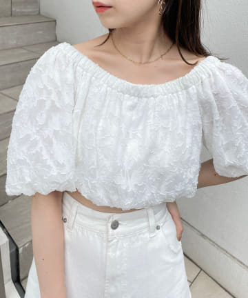 OUTLET(アウトレット) 【Chico】バックリボンシアーバルーンオフショルブラウス