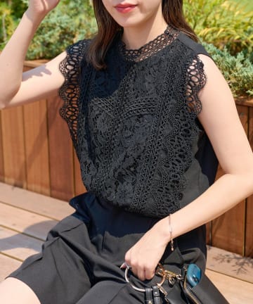 OUTLET(アウトレット) 【COLONY 2139】レースノースリーブブラウス