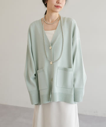 natural couture(ナチュラルクチュール) 【LARUTA】大人のゆるV金釦カーディガン