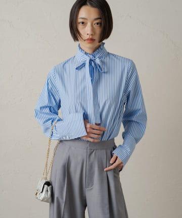 OUTLET(アウトレット) 【Loungedress】ストライプハイネックシャツ