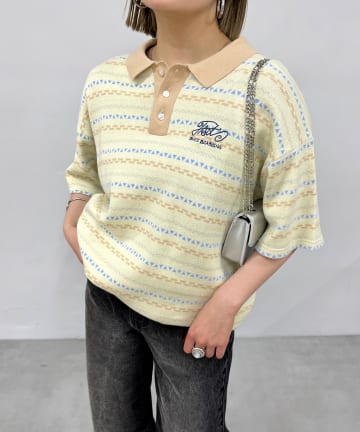 WHO’S WHO gallery(フーズフーギャラリー) COOPER FACTジャガード柄ニットポロ