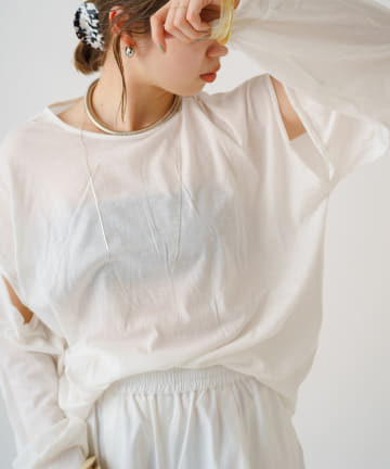 Omekashi(オメカシ) アームスリットロングTシャツ
