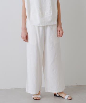 BEARDSLEY(ビアズリー) 《2サイズ展開・セットアップで着れる》リネン混ジャガードウエストリブパンツ