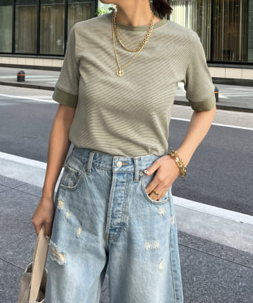 DOUDOU(ドゥドゥ) 【AgAwd/アガウド】ショート丈ボーダーTEE