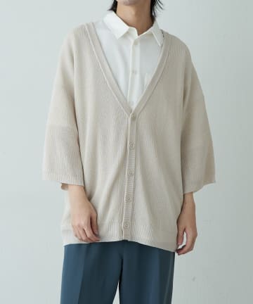 リネンタッチ半袖カーディガン