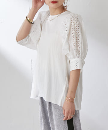 Omekashi(オメカシ) エンブロイダリー切り替えブラウス