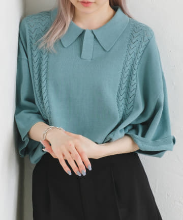 *【WHIMSIC】RETRO PATTERN KNIT POLO SHIRT