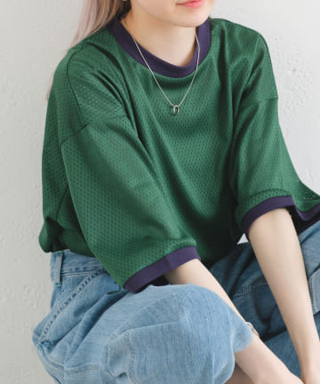 *【WHIMSIC】MESH RINGER T-SHIRT