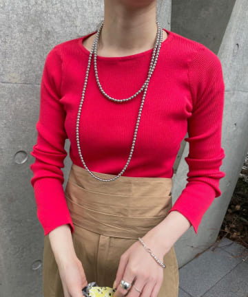 OUTLET(アウトレット) 【SHENERY】ボートネックリブニット