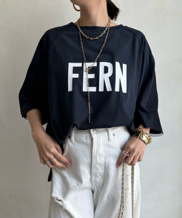 DOUDOU(ドゥドゥ) 【WEB限定】袖チュール前後2WAYロゴTEE