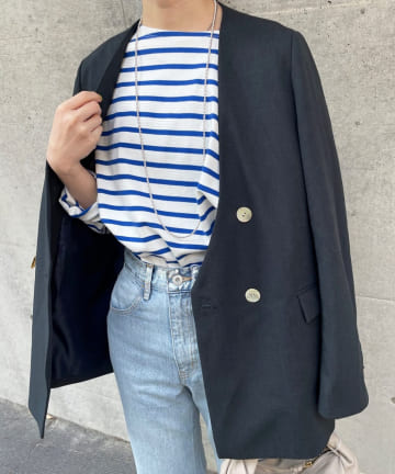 OUTLET(アウトレット) 【SHENERY】リネンライクダブルジャケット