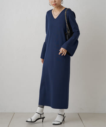 OUTLET(アウトレット) 【Loungedress】ベルスリーブニットワンピース