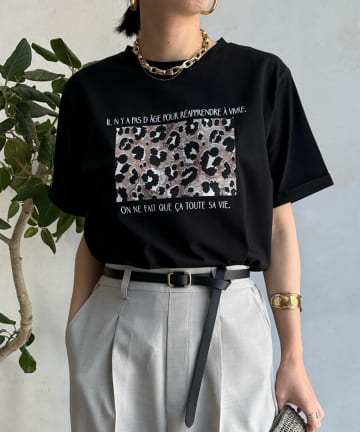 DOUDOU(ドゥドゥ) 【WEB限定】レオパード転写TEE
