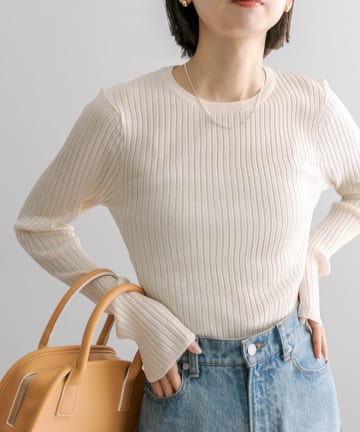 OUTLET(アウトレット) 【mystic】シャイニークルーリブニット