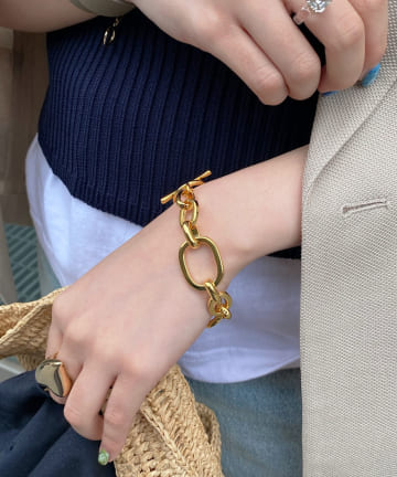 DOUDOU(ドゥドゥ) スクエアチェーン×ラウンドチェーンブレス