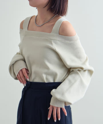 OUTLET(アウトレット) 【mystic】肩だしショートニット