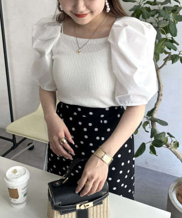 prose verse(プロズヴェール) ボリューム袖ニット切替トップス