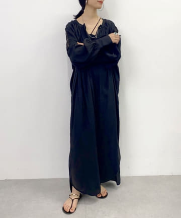 袖レースロングドレス
