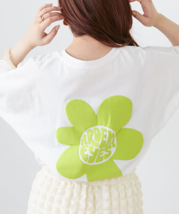 NICE CLAUP OUTLET(ナイスクラップ アウトレット) 花×レトロロゴ発砲Tシャツ