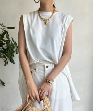 DOUDOU(ドゥドゥ) タックノースリーブ