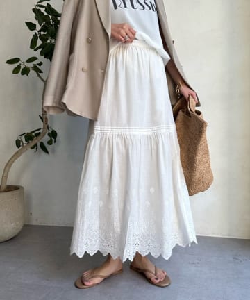 DOUDOU(ドゥドゥ) 【WEB限定】裾レース切替スカート