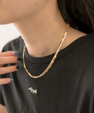 [Eau]double square chaine necklace